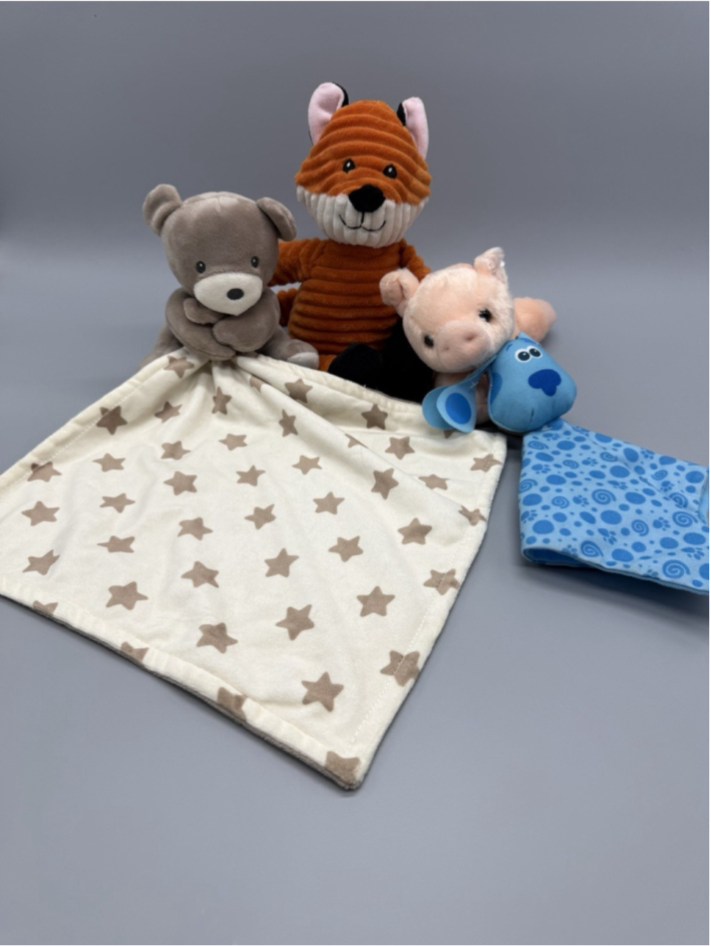 NWOT Baby Plush Toy Security Blanket Lot Aurora Pig Mattel Blues Clues Fox Bear